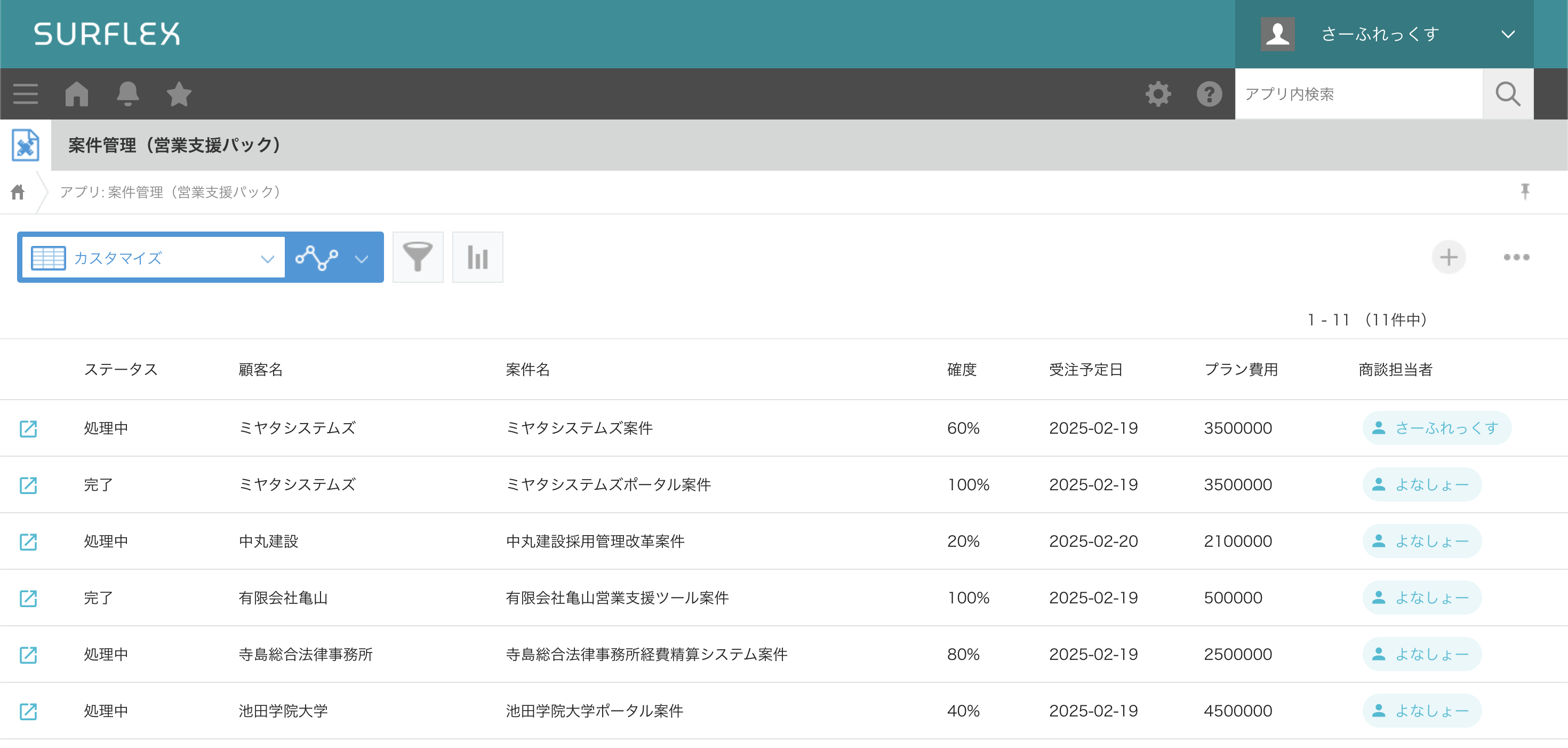ポップアップ表示の様子